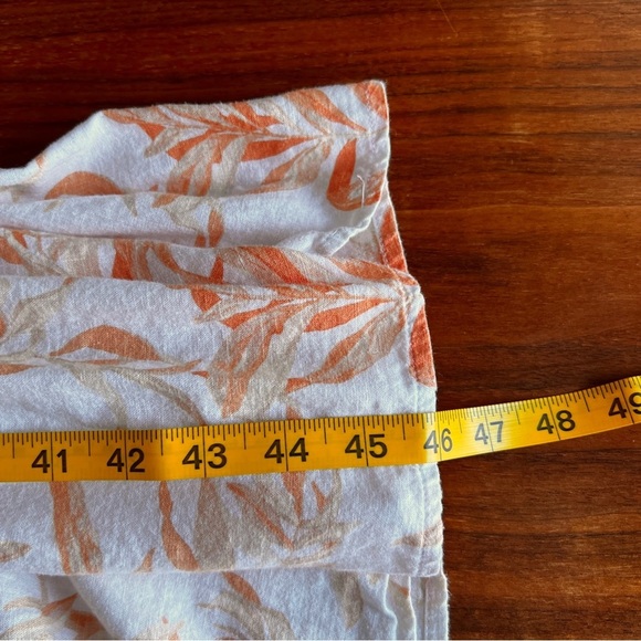 Abercrombie & Fitch Orange Linen Blend Tropical Leaf Print Maxi Dress Small - Picture 14 of 14
